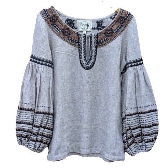 Beaded Irving & Fine 
Morocco Linen Blouse  
Size medium - NWOT - Picture 10 of 13